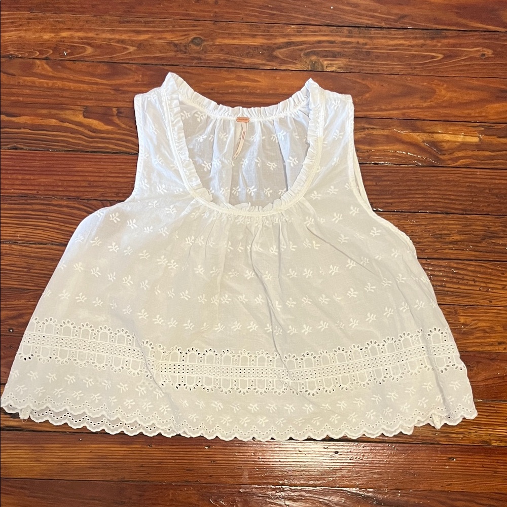 Free People White Eyelet Top
